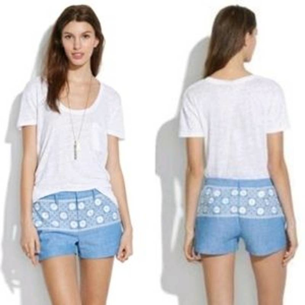 Madewell Chambray Sunstitch Shorts Size 4